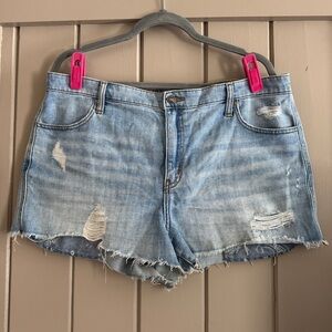 aerie Light Wash Distressed Denim Jean Shorts